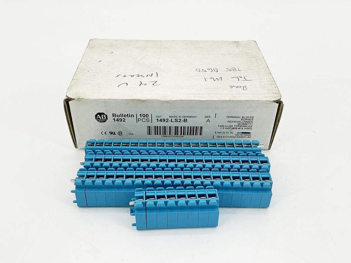 New Box of 68 Allen Bradley 1492-LS2-B Terminal Blocks 250V Blue Ser.A