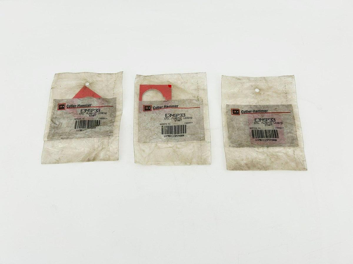 Lot of 3 New Eaton Cutler Hammer E34SP33 Legend Plates, START