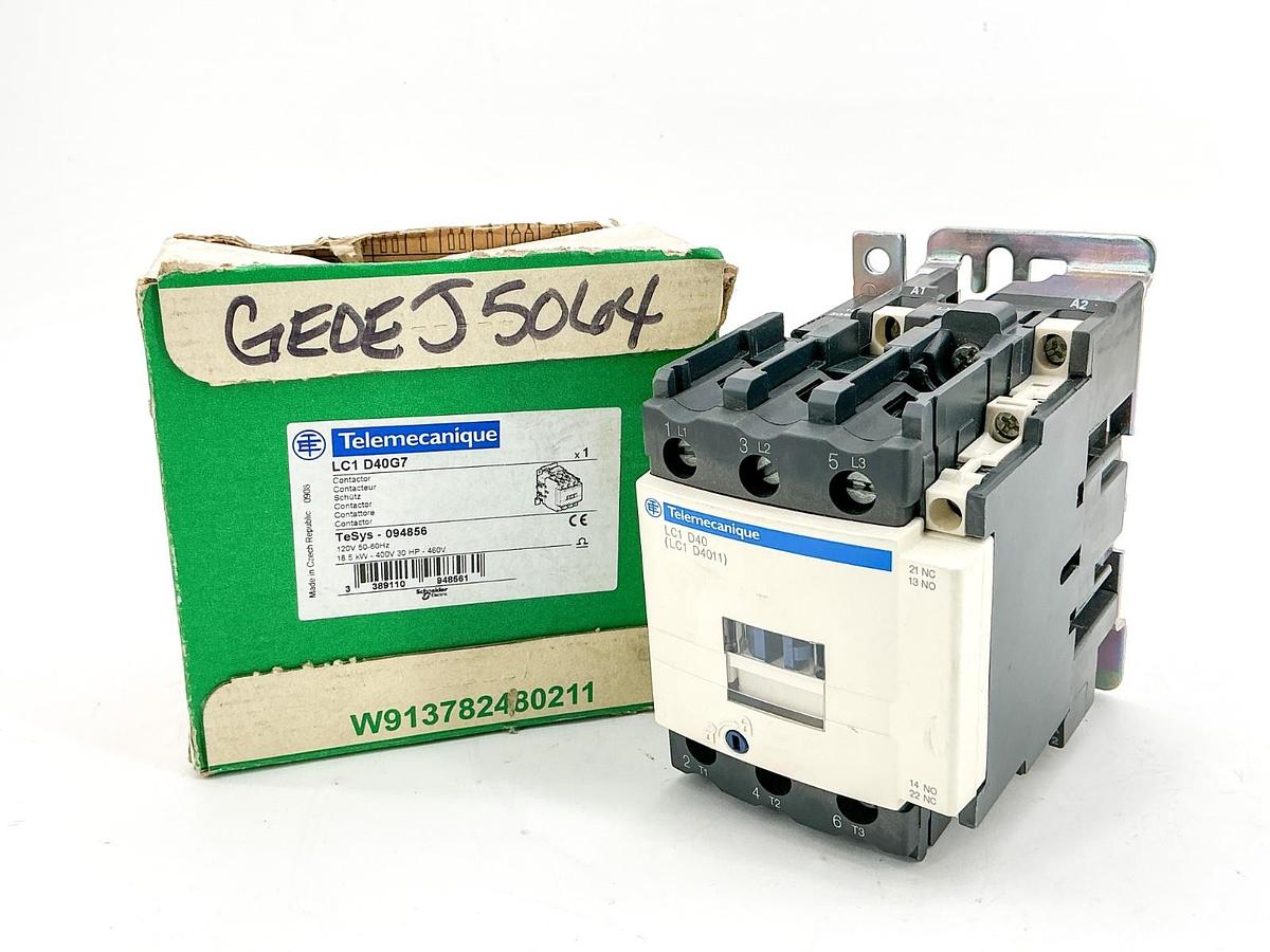 New Telemecanique LC1D40G7 Contactor 3P 120V 30HP 18.5kW 094856