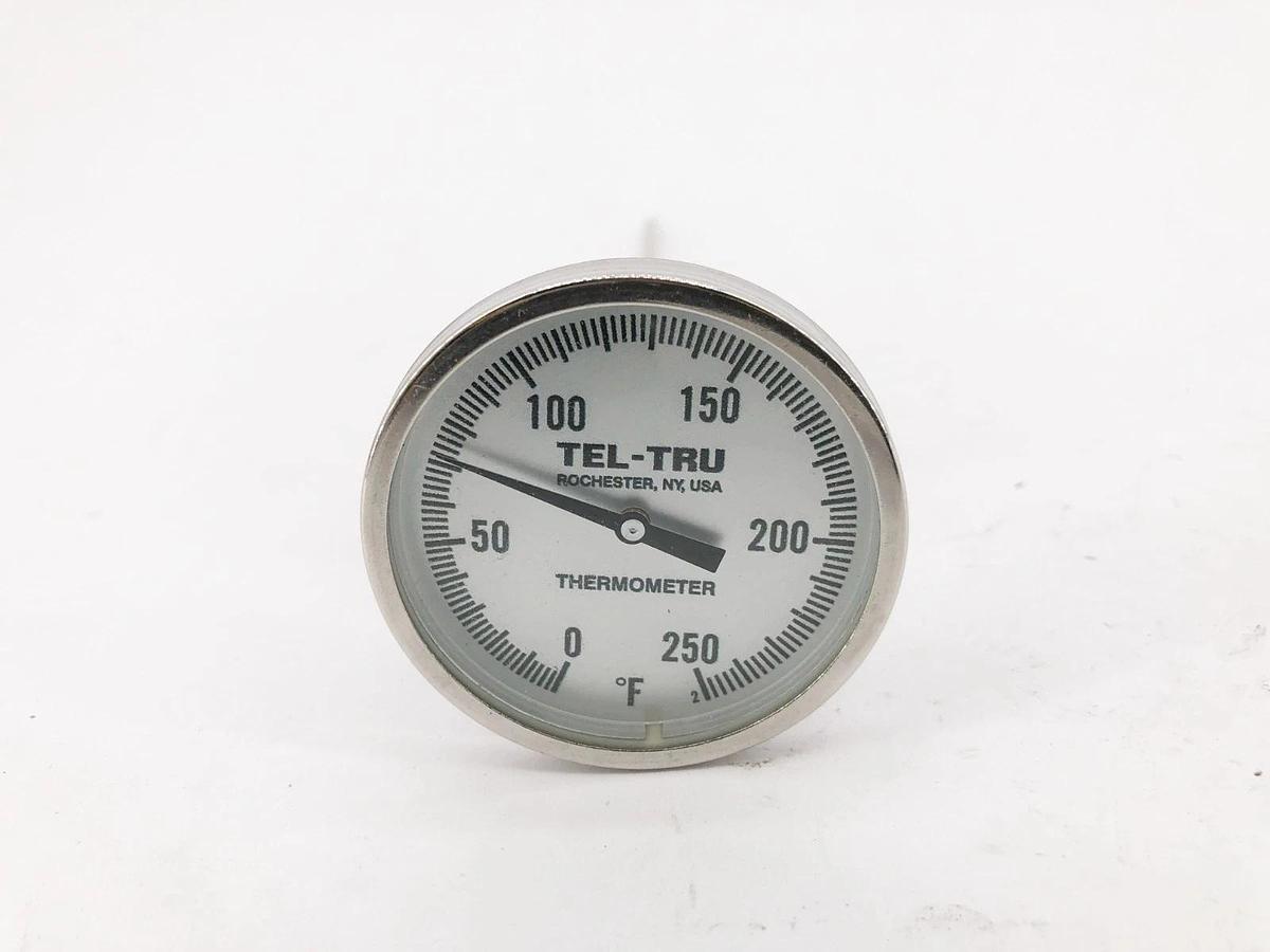 New Tel-Tru LT225R Temp Gauge 0-250 F 8" Stem 304 GLS 150 CLP