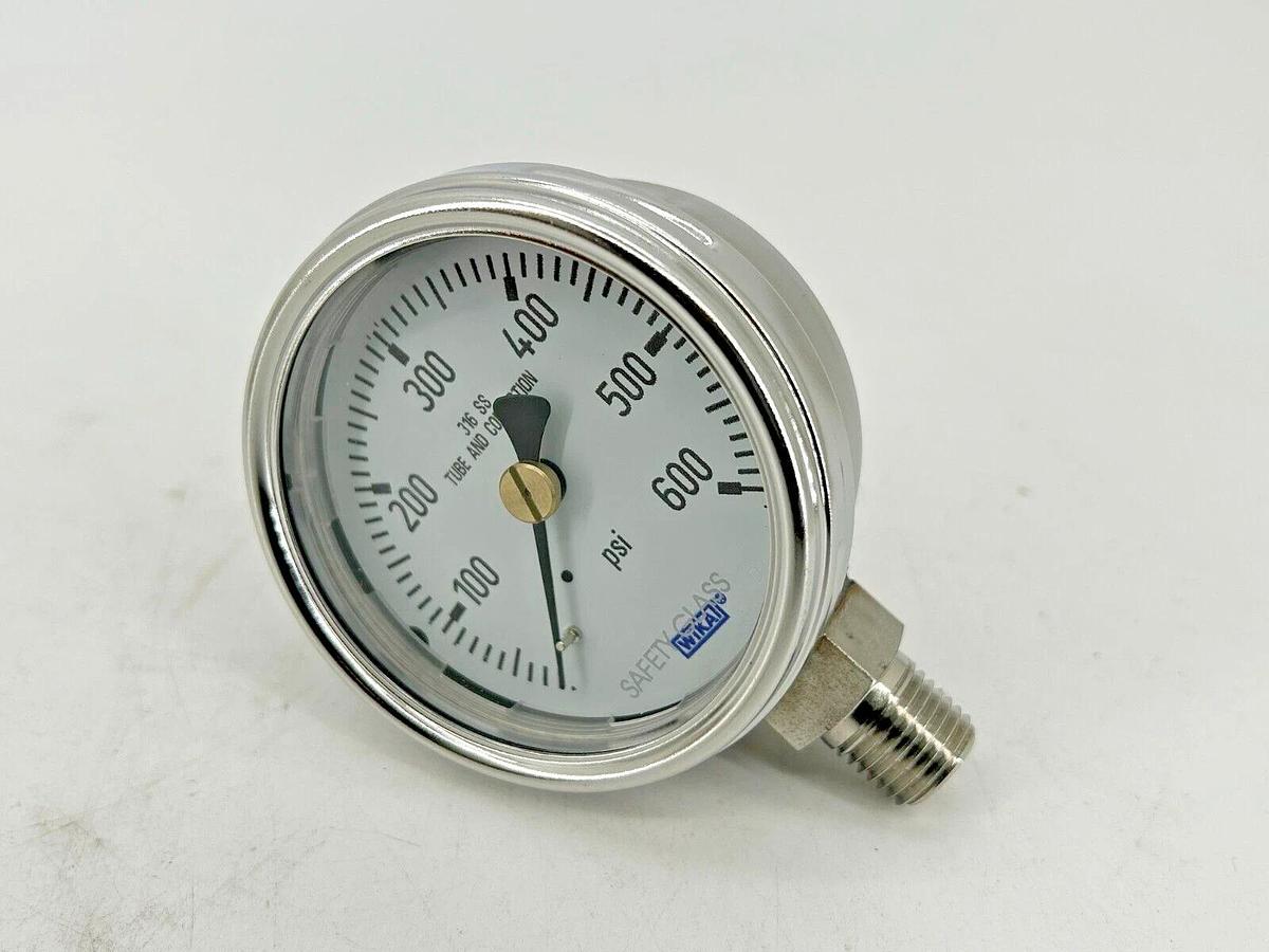 New Wika 9744975 Pressure Gauge 0-600PSI 232.54 2.5" Dial 1/4" Lower
