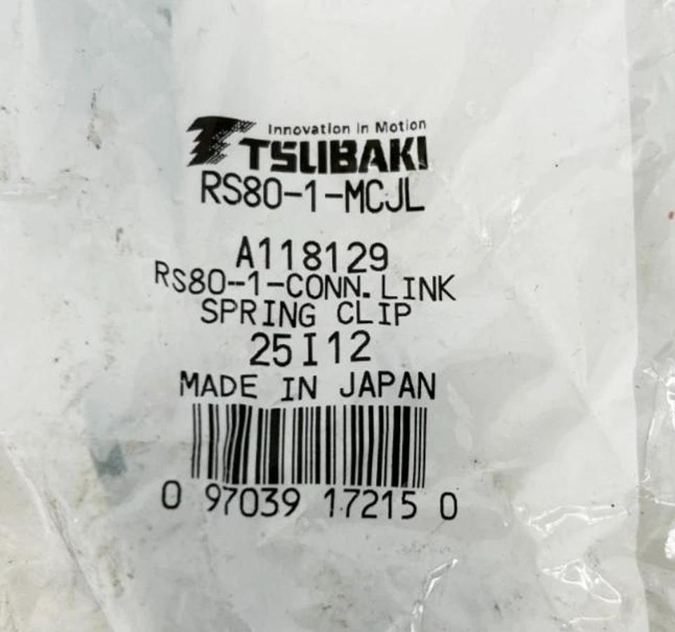 Lot of 5 New Tsubaki RS80-1-MCJL Connecting Links A118129 RS80-1-CONN. LINK