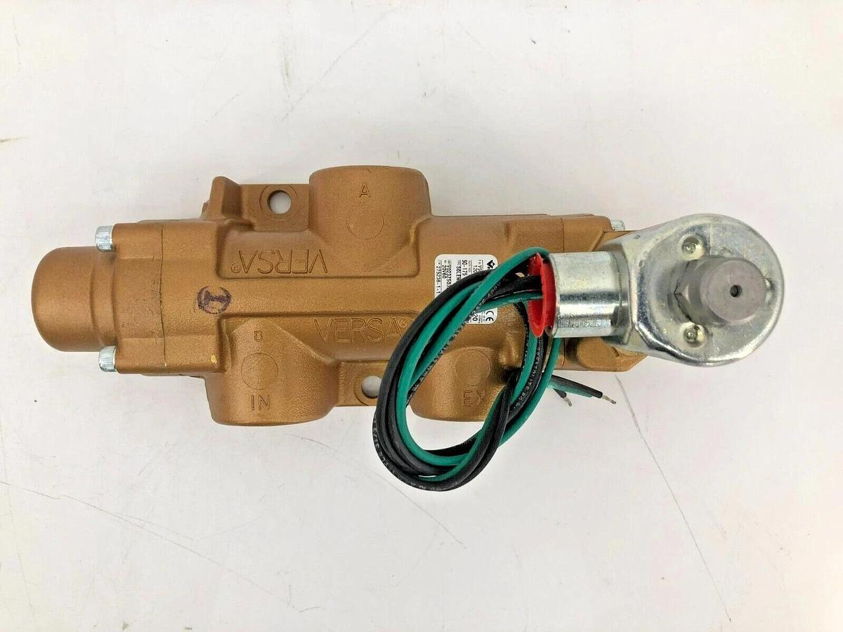 Used Versa VSG-3721-U-14-A120 3-Way Valve 120V 60HZ 1" Brass New Surplus