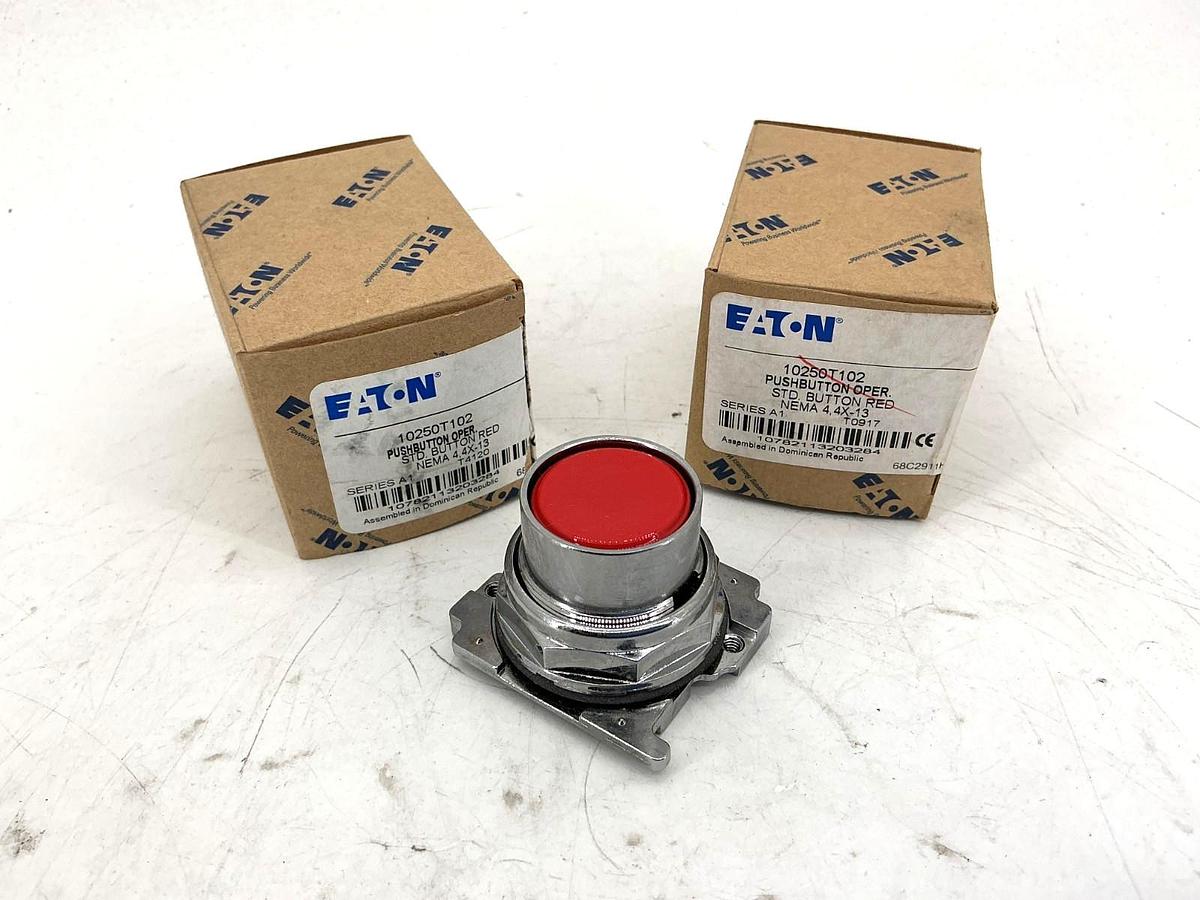 Lot of 2 New Eaton 10250T102 Ser A1 Pushbutton Operator Standard Red Button