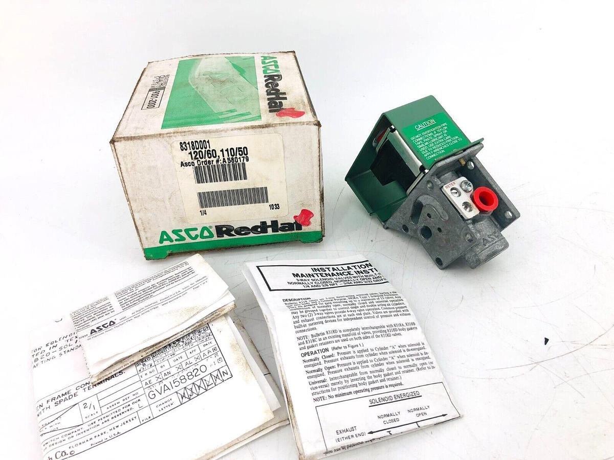 New ASCO 8318D001 Solenoid Valve 1/4 Port 110/120V 50/60Hz