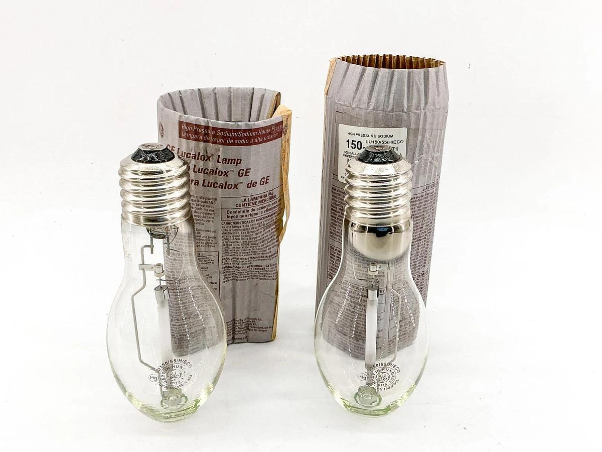 New Lot of 2 General Electric LU150/55/H/ECO High Pressure Sodium Lamp 150W