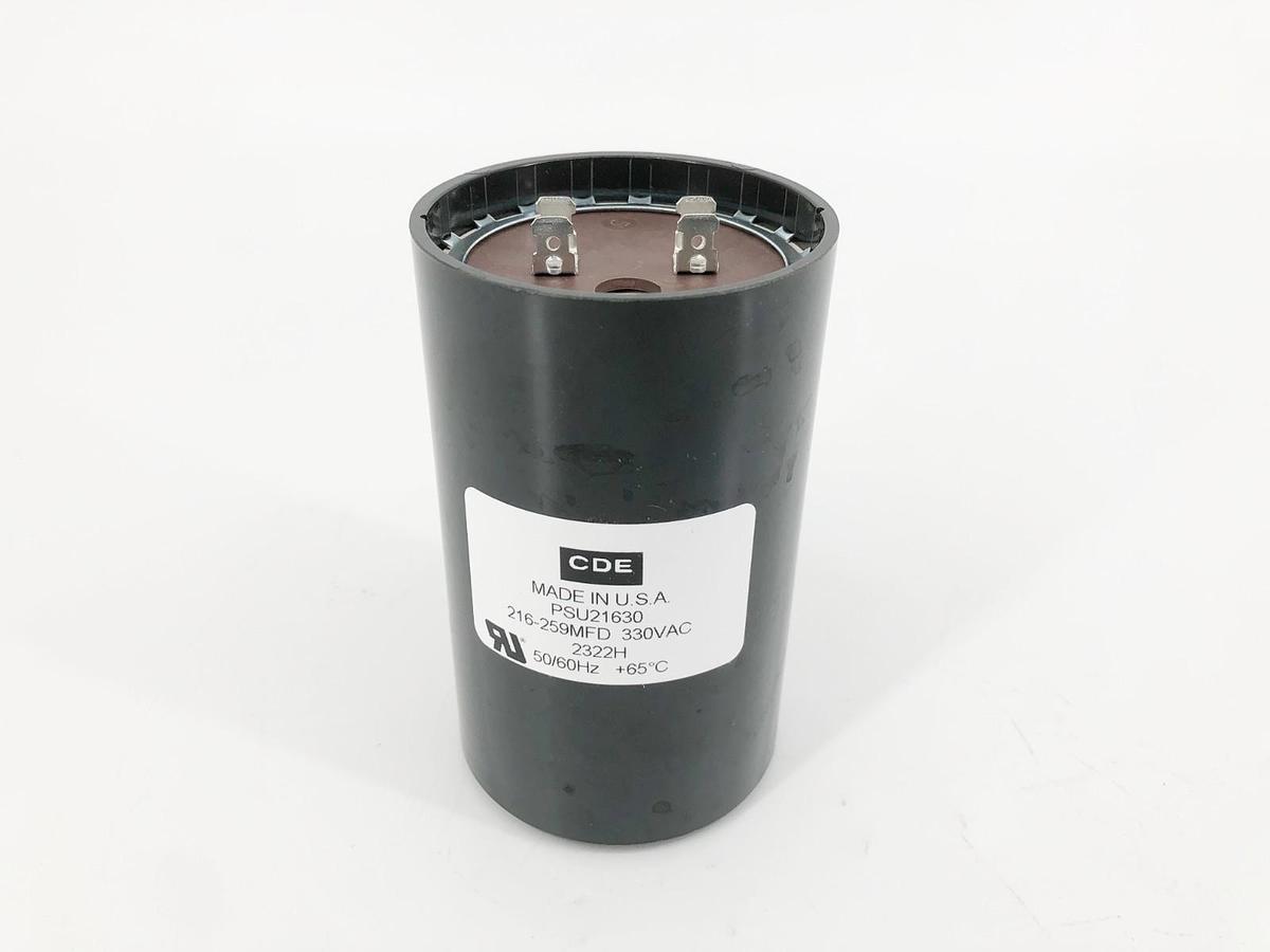 New CDE PSU21630 Capacitor 216-259MFD 330VAC - No Box