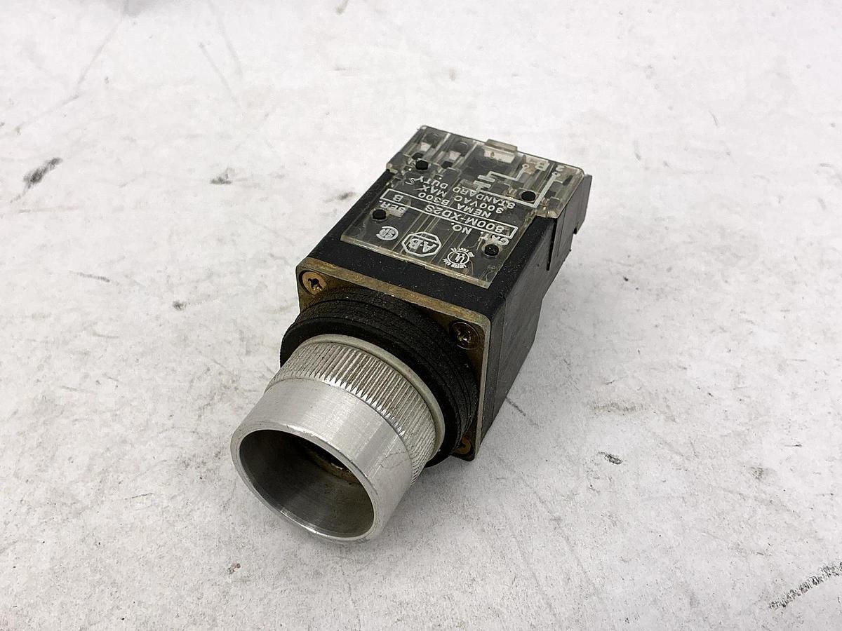 Used Lot of 3 Allen Bradley 800MR-B6 Ser A Pushbutton w/ 800M-XD2S Contact Block