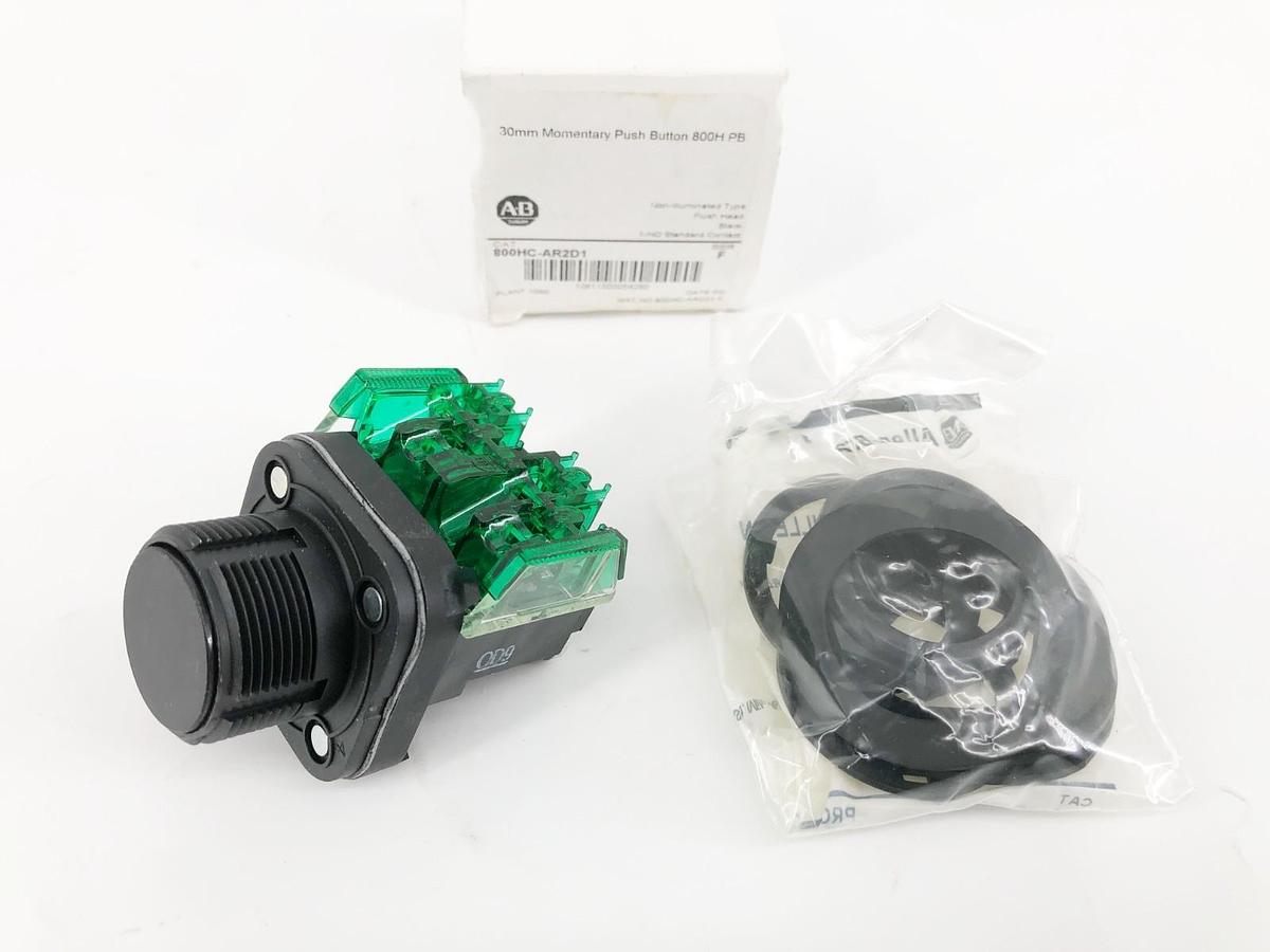 New Allen Bradley 800HC-AR2D1 Ser. F Black Momentary Pushbutton 30.5mm 800TC-XD1