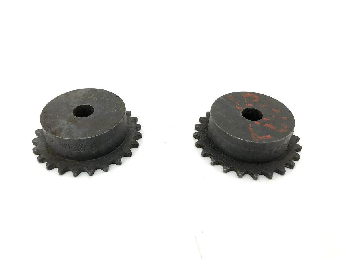 Lot of 2 New Martin 25B24 Sprockets, #25 Chain, 3/8" Bore, 24 Teeth
