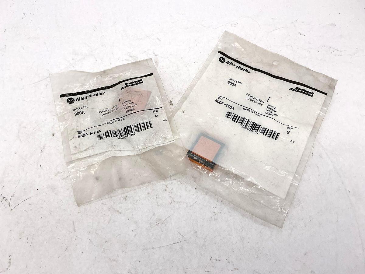 Lot of 2 New Allen Bradley 800A-N10A Pushbutton Large Square Lens Cap Amber