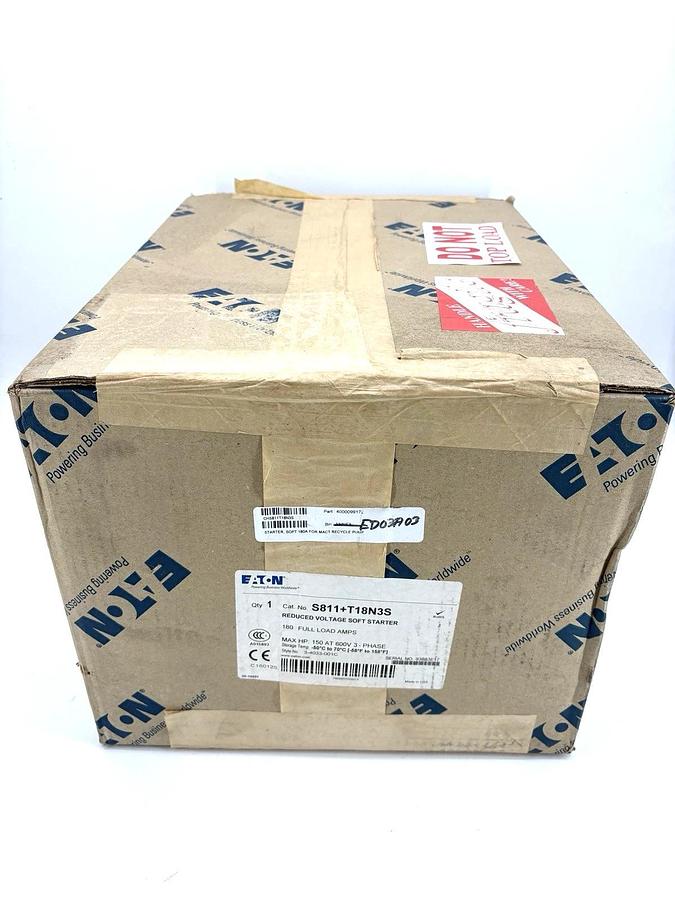 Used New Sealed Eaton S811+T18N3S Reduced Voltage Soft Starter 3PH 180A 200-600VAC