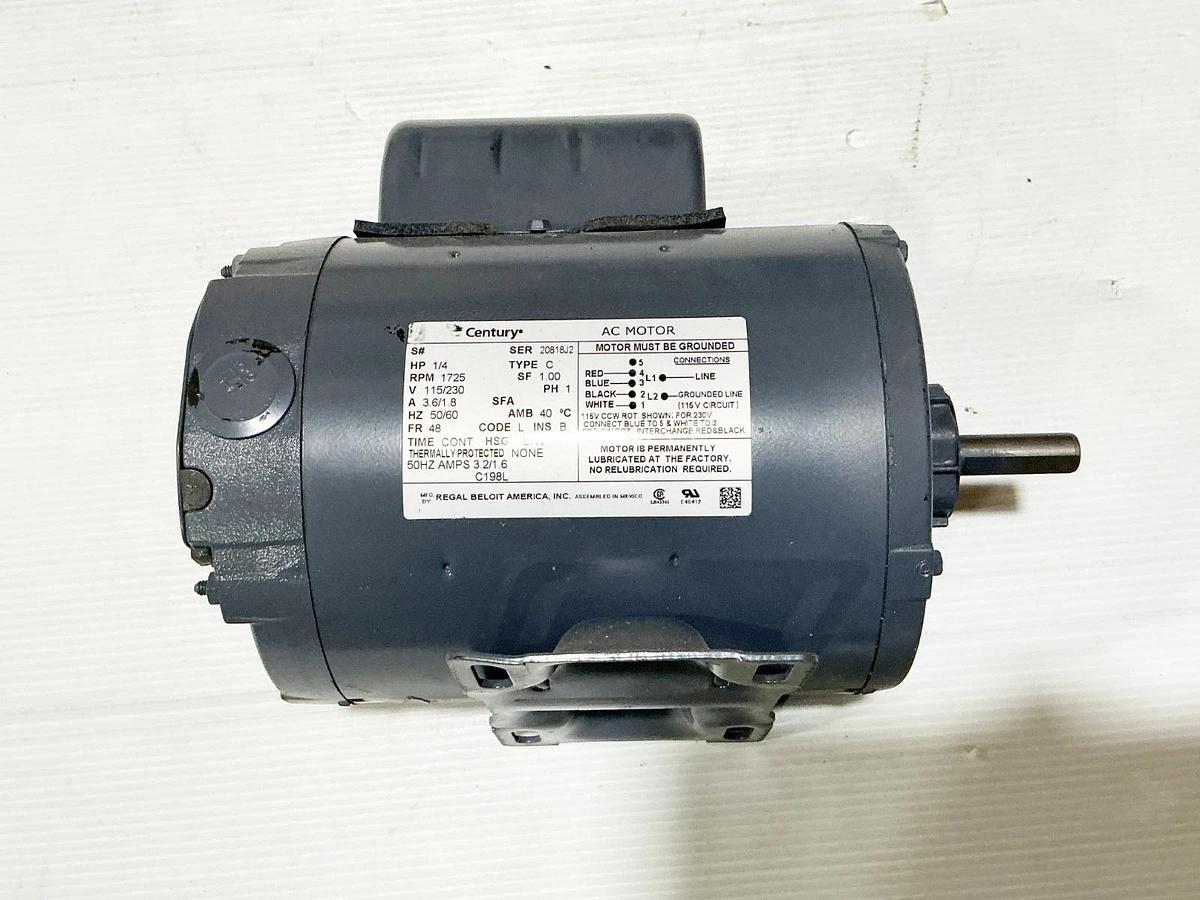 New Century C198L Electric Motor 1/4HP 1725RPM 115/230V 3.6A 1PH 20818J2- No Box