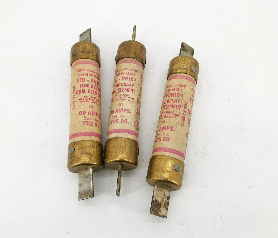 Used Lot of 3 Shawmut TRS80 Time Delay Fuses 80A 600VAC Class K5