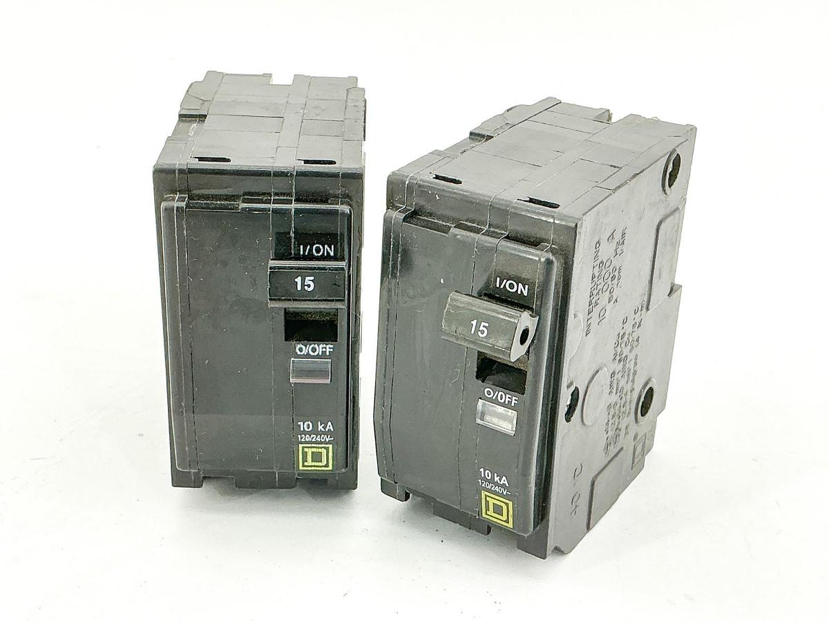 New Lot of 2 Square D QO215 Circuit Breaker 15A 240V 2P Type QO - No Box