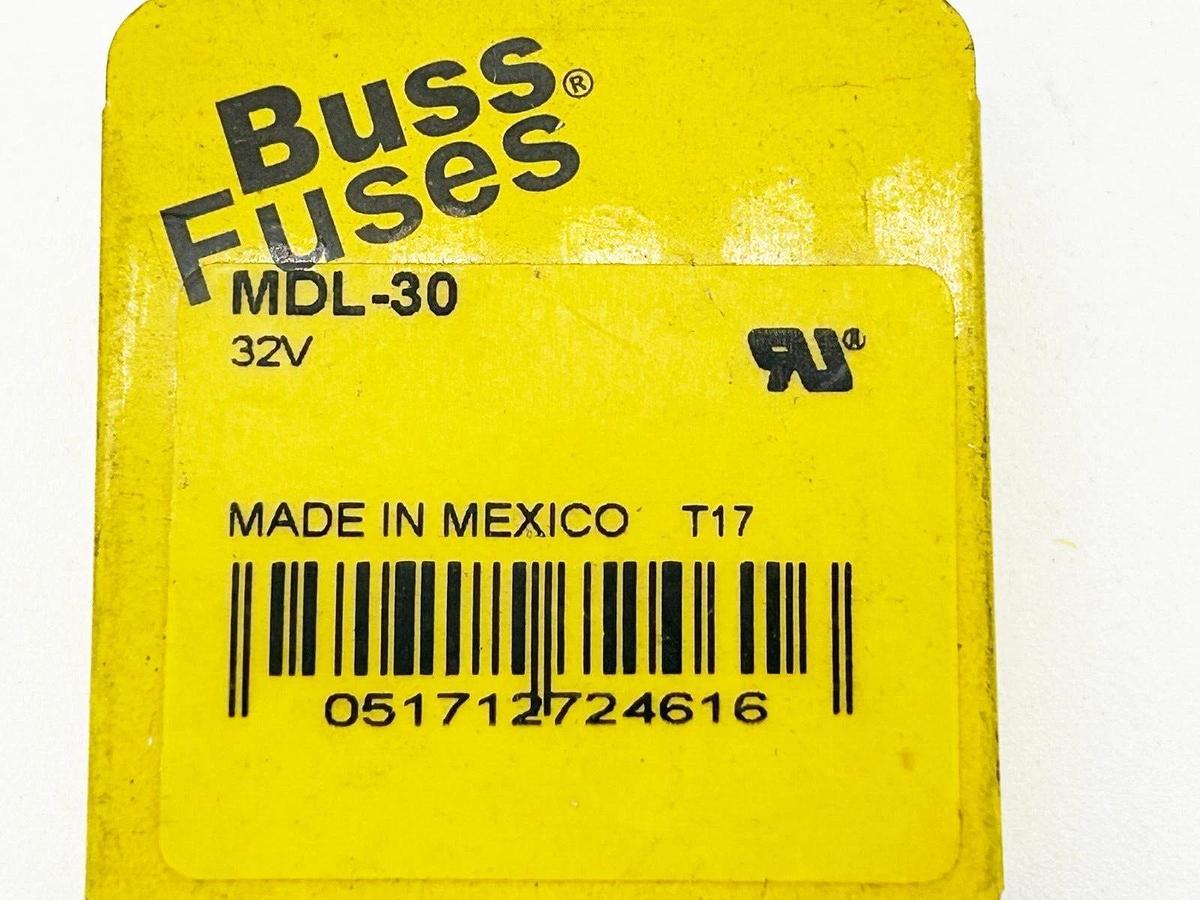 New Pack of 5 Bussmann MDL-30 Glass Fuse 20A 32V