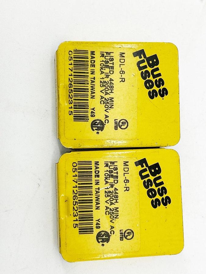 New Lot of 9 Bussmann MDL-6-R Glass Time Delay Fuse 6A 250V