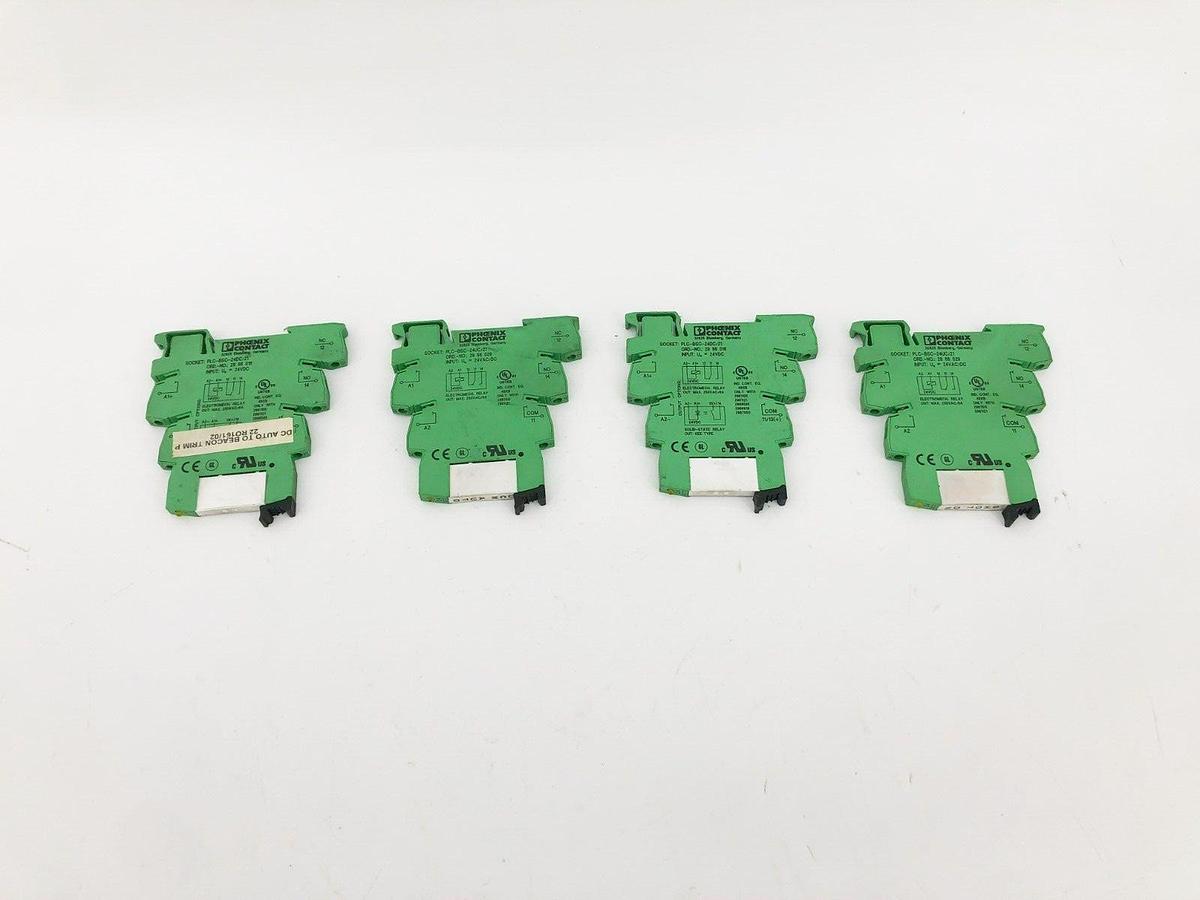 Used Lot of 4 Phoenix Contact PLC-BSC-24DC/21 Relay Bases 24VDC 2966016