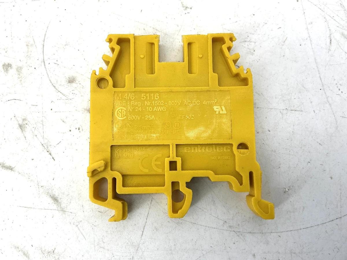 Used Lot of 32 ABB Entrelec M4/6-5116-YELLOW Terminal Block 10AWG 25A 600V M4/6 5116