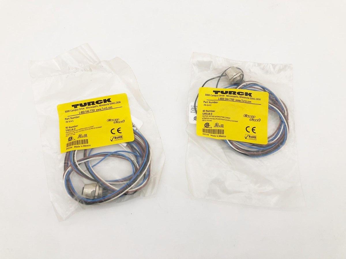 Lot of 2 New Turck FK 4.4-1 Receptacles U9518-0