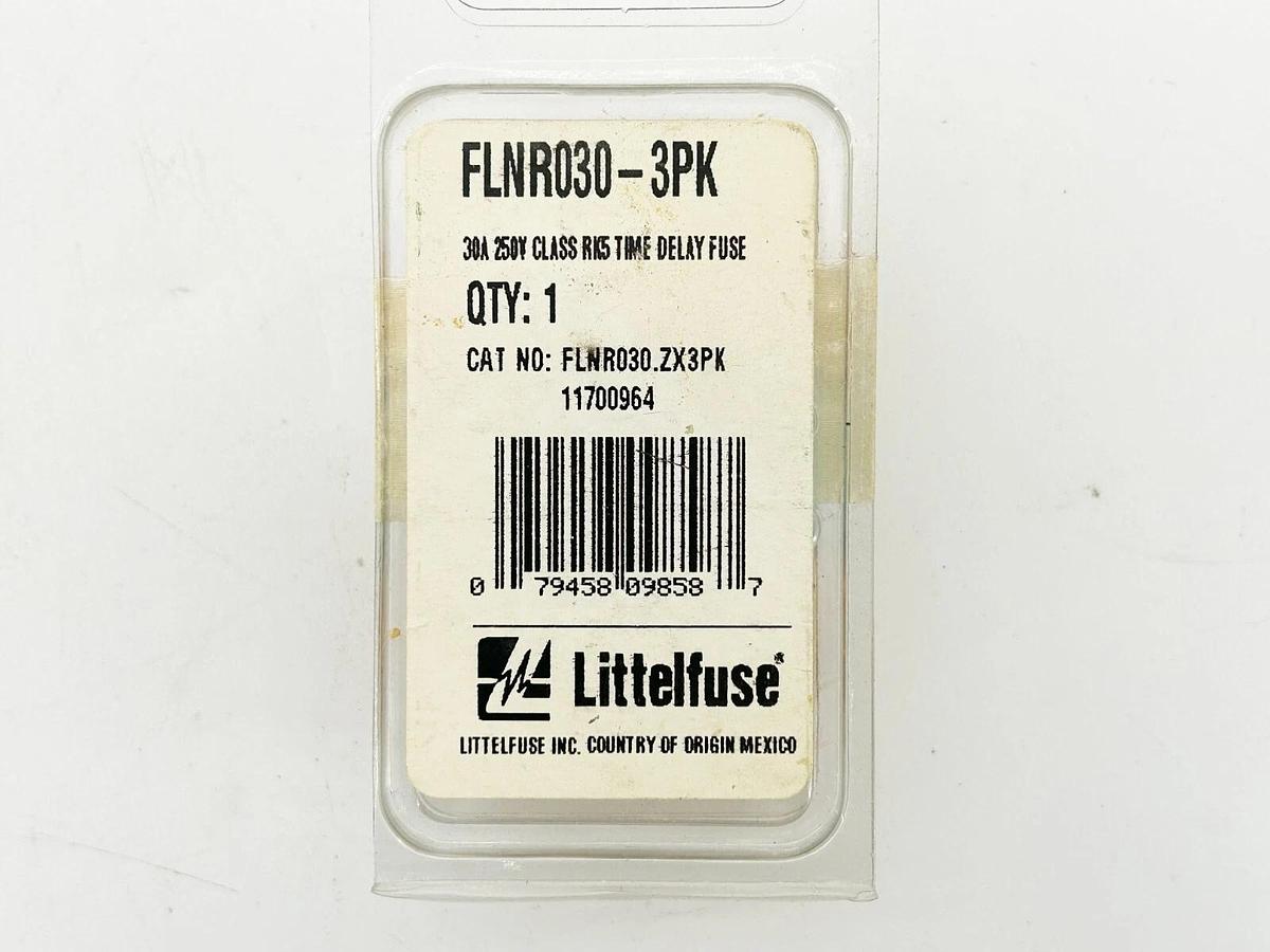 New Littelfuse FLNR030 Time Delay Dual Element Fuse 30A 250VAC 3 Pack