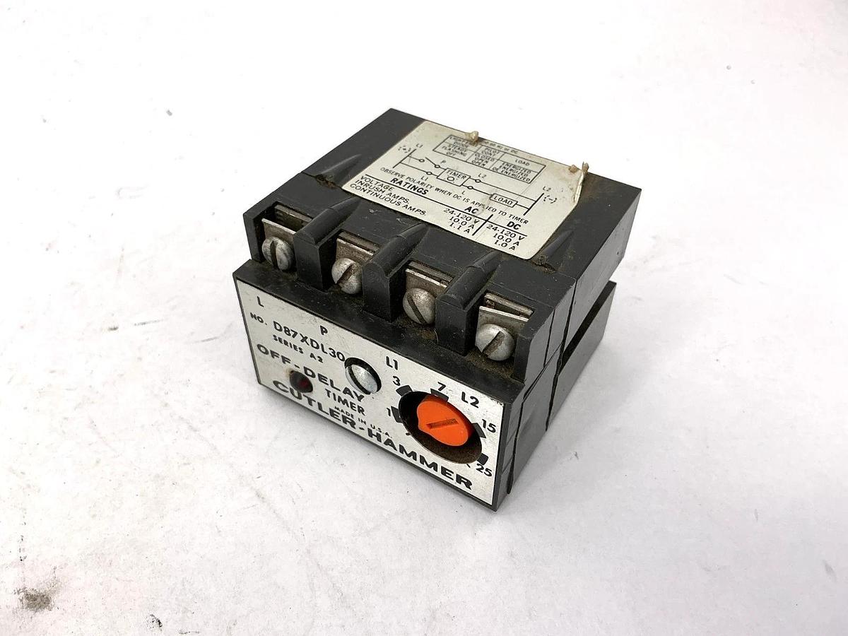 Used Cutler-Hammer D87XDL30 Ser A2 Off-Delay Timer 10A 120V 50/60HZ