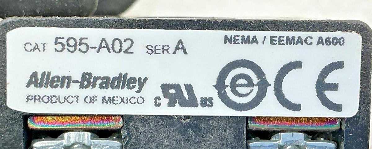 Lot of 2 New Allen Bradley 595-A02 Ser A Auxiliary Contact 1NO 10Amp