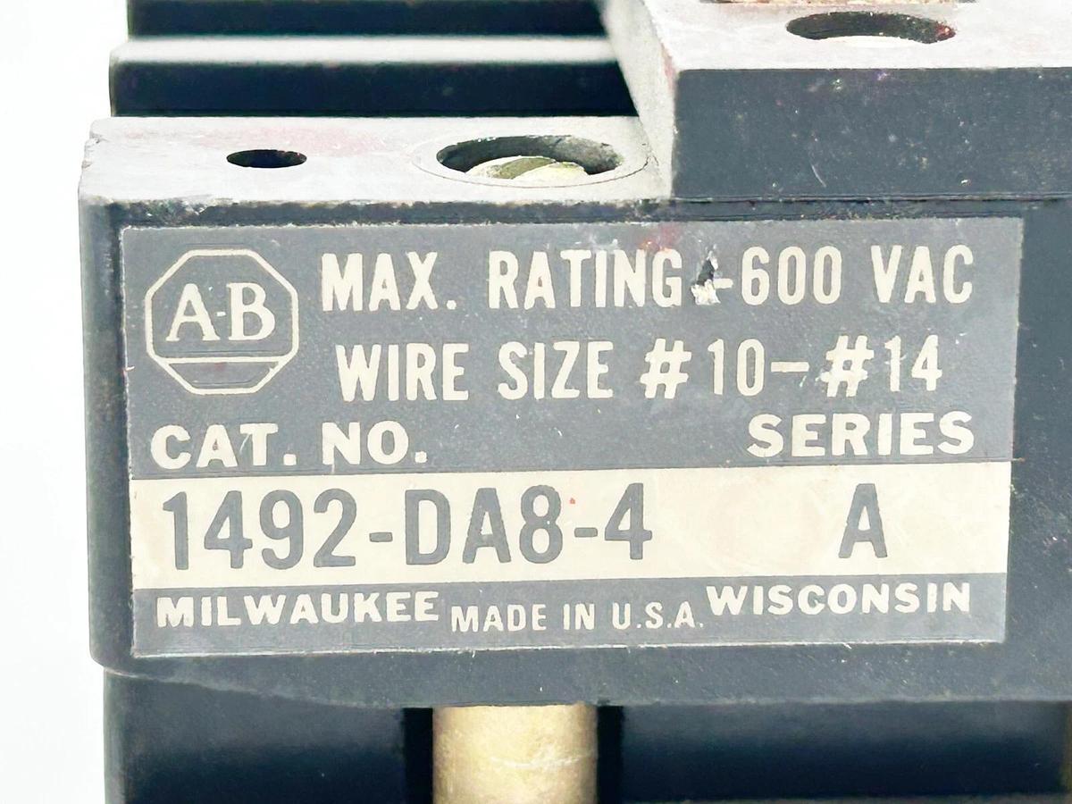 Used Lot of 3 Allen Bradley 1492-DA8-4 Terminal Block 30A 600V