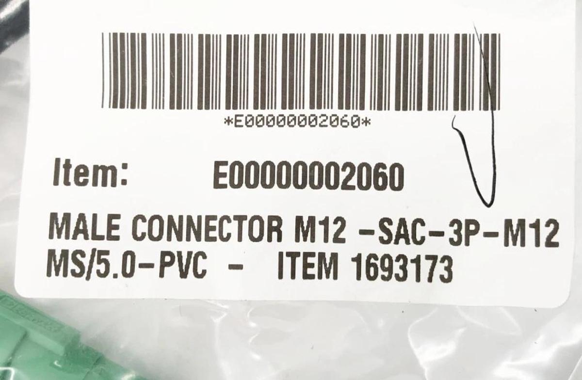 New Phoenix Contact SAC-3P-M12MS/5,0-PVC Sensor Cable 1693173 - No Box