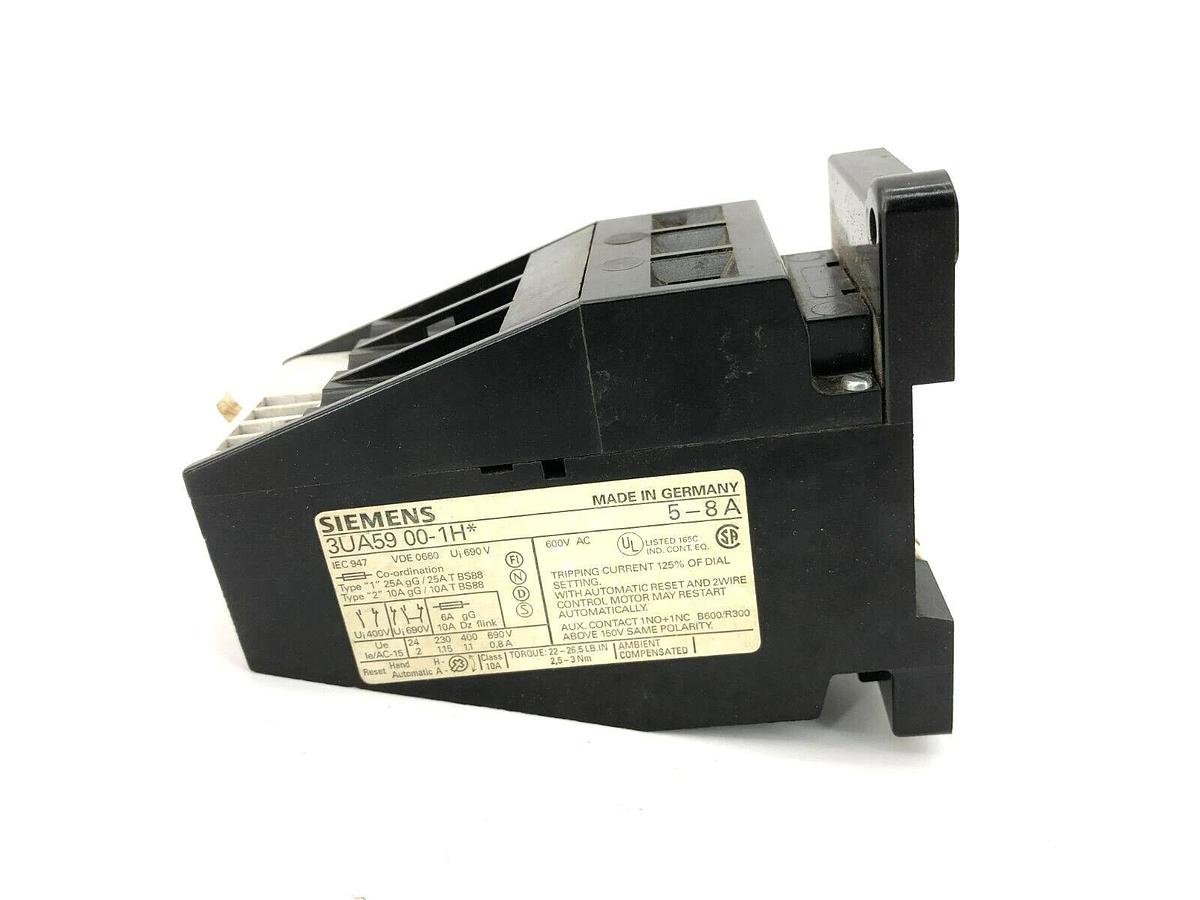 Used Siemens 3UA59 00-1H Overload Relay, 5-8 A