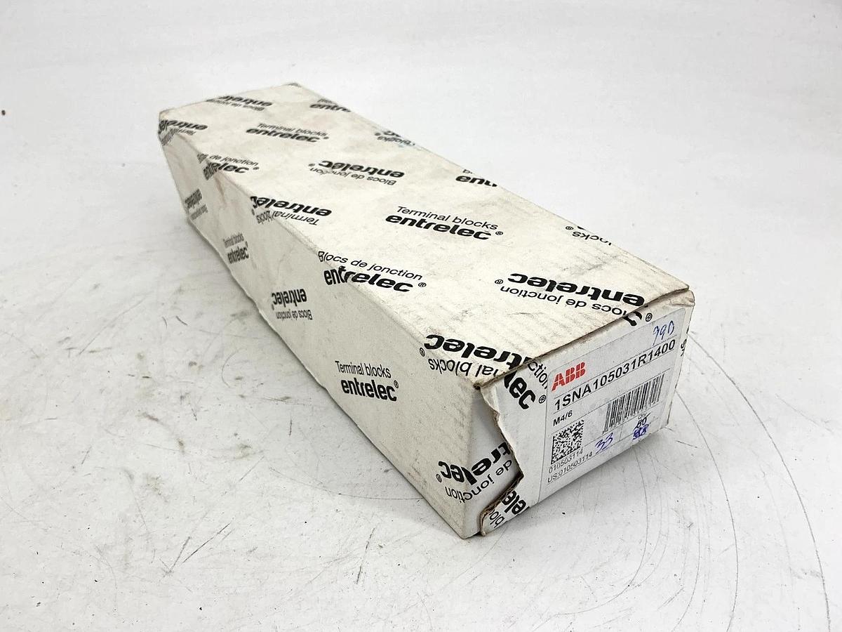 Box of 33 New ABB Entrelec 1SNA105031R1400 Terminal Block Black 10AWG 30A 600V