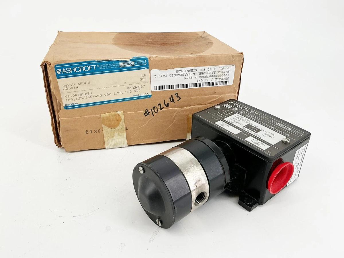 New Ashcroft D424V XFMFS Pressure Switch 15A 480V 60-2000PSI 4Kg/cm2 400kPa