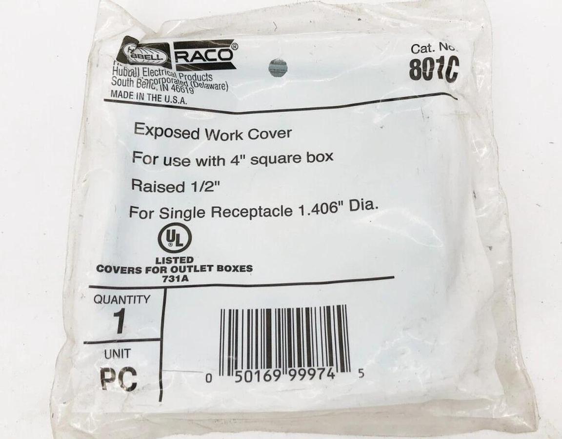 Lot of 3 New Hubell 801C Exposed Work Covers 4" Square 1.406" Dia.
