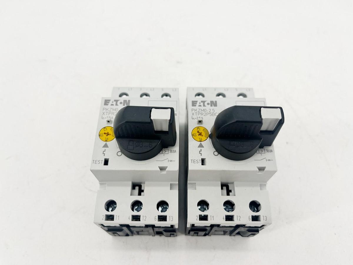 Used Lot of 2 Eaton PKZM0-2.5 Motor Circuit Breakers 1.6-2.5A Range XTPR2P5BC1