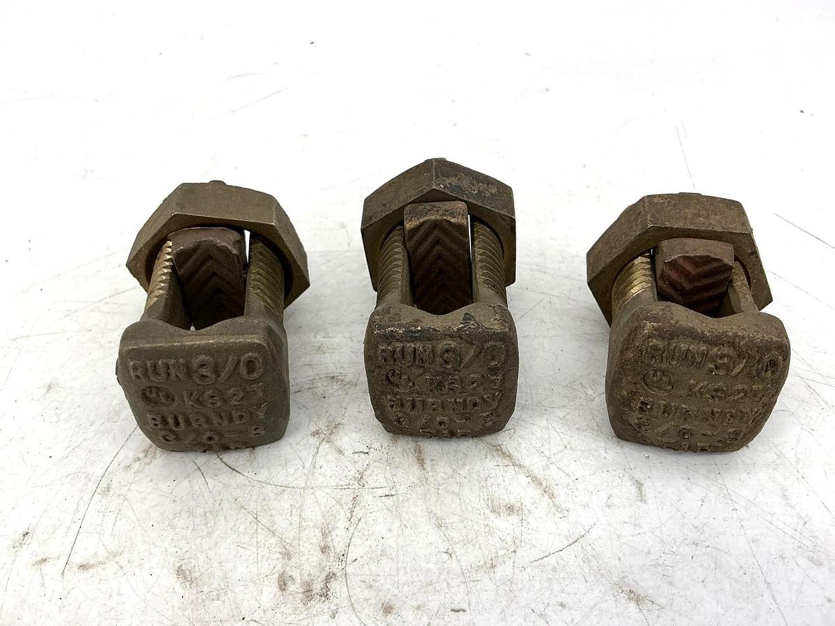 Used Lot of 3 Burndy KS27 Split Bolt Connector Copper RUN 3/0 3/0-8 TAP KS-27