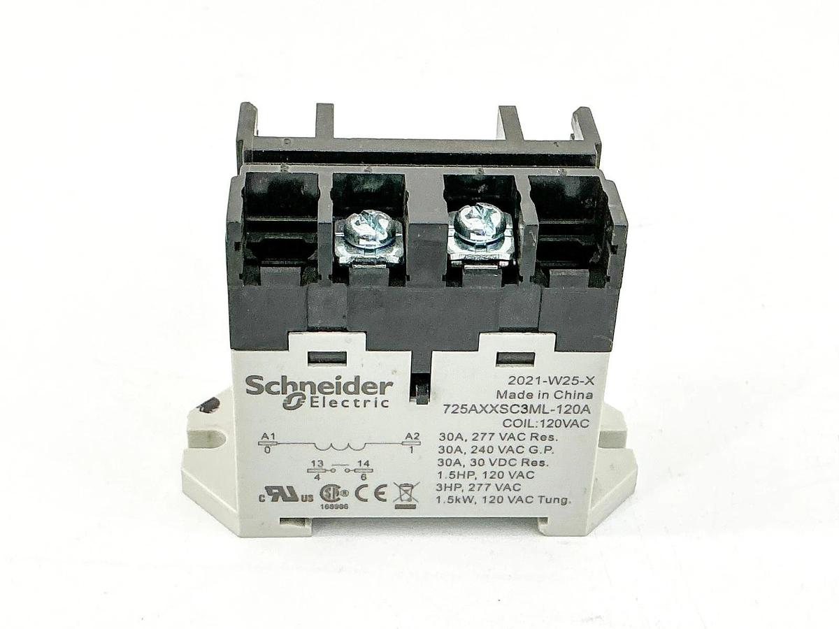 New Schneider 725AXXSC3ML-120A Power Relay 120Vac 30A 3HP -No Box