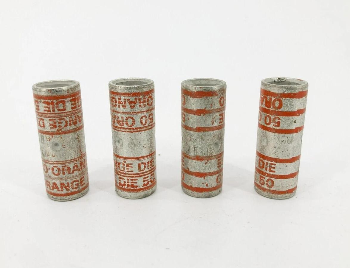 Lot of 4 New Thomas & Betts 150N 3/0 Barrel Compression Splices Orange Die 50