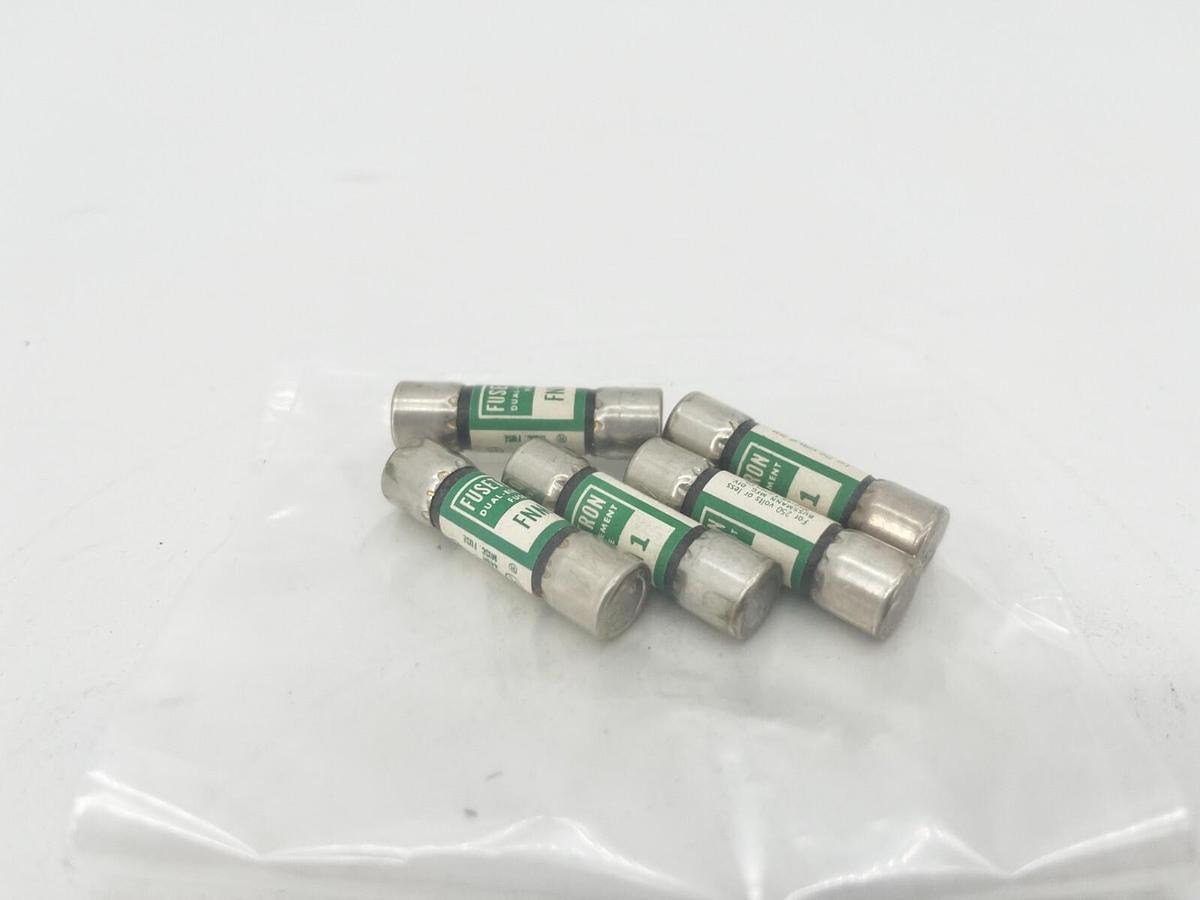 Lot of 5 New Bussmann Fusetron FNM-1 Fuses 1A 250V