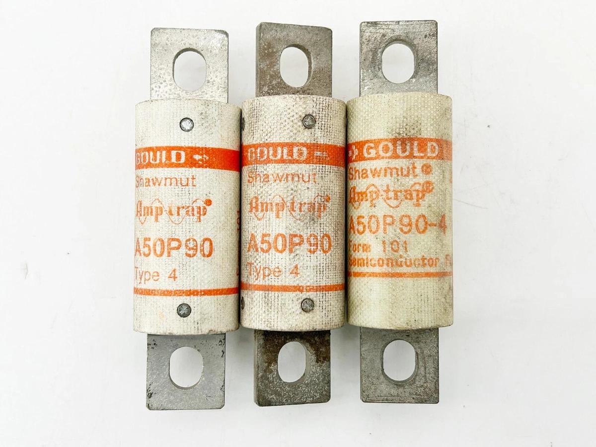 New Lot of 3 Gould Shawmut A50P90 Fast Acting Fuse 90A 500V