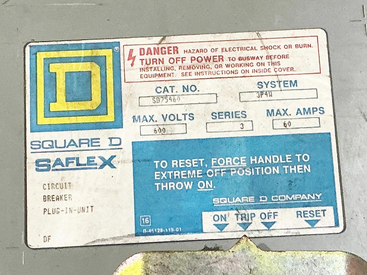 Used Square D SD75460 Circuit Breaker Plug In Unit 690V 60A series 3 3P4W