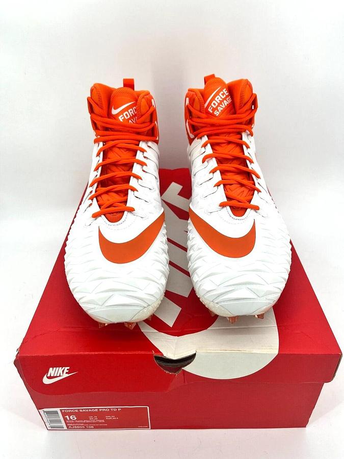 Nike Force Savage Pro TD P White/Orange Size 16 OSU Beavers Cleats