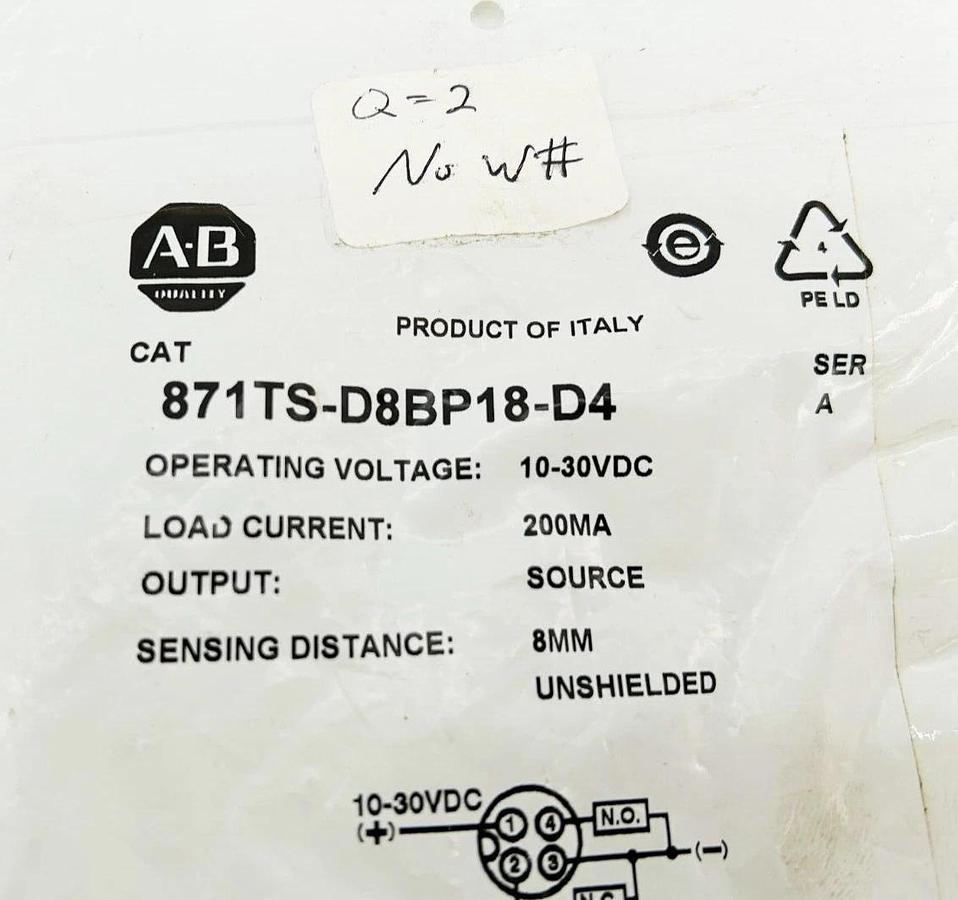 New Allen Bradley 871TS-D8BP18-D4 Sensor 10-30VDC 200MA 8MM Ser A  PN-41638