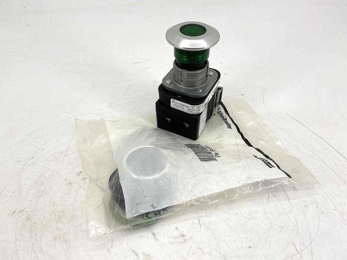 New Allen Bradley 800TC-FXQH2GA1 Ser U Push-Pull Device Green LED 130V - No Box