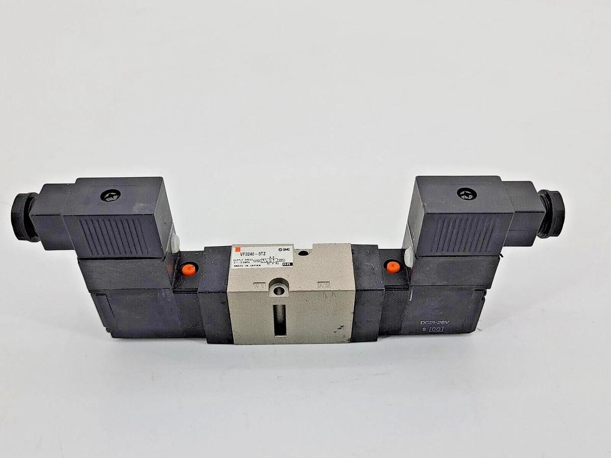 New SMC VF3240-5TZ Solenoid Valve Push Type Override, 21-26VDC, 0.1-0.9MPa