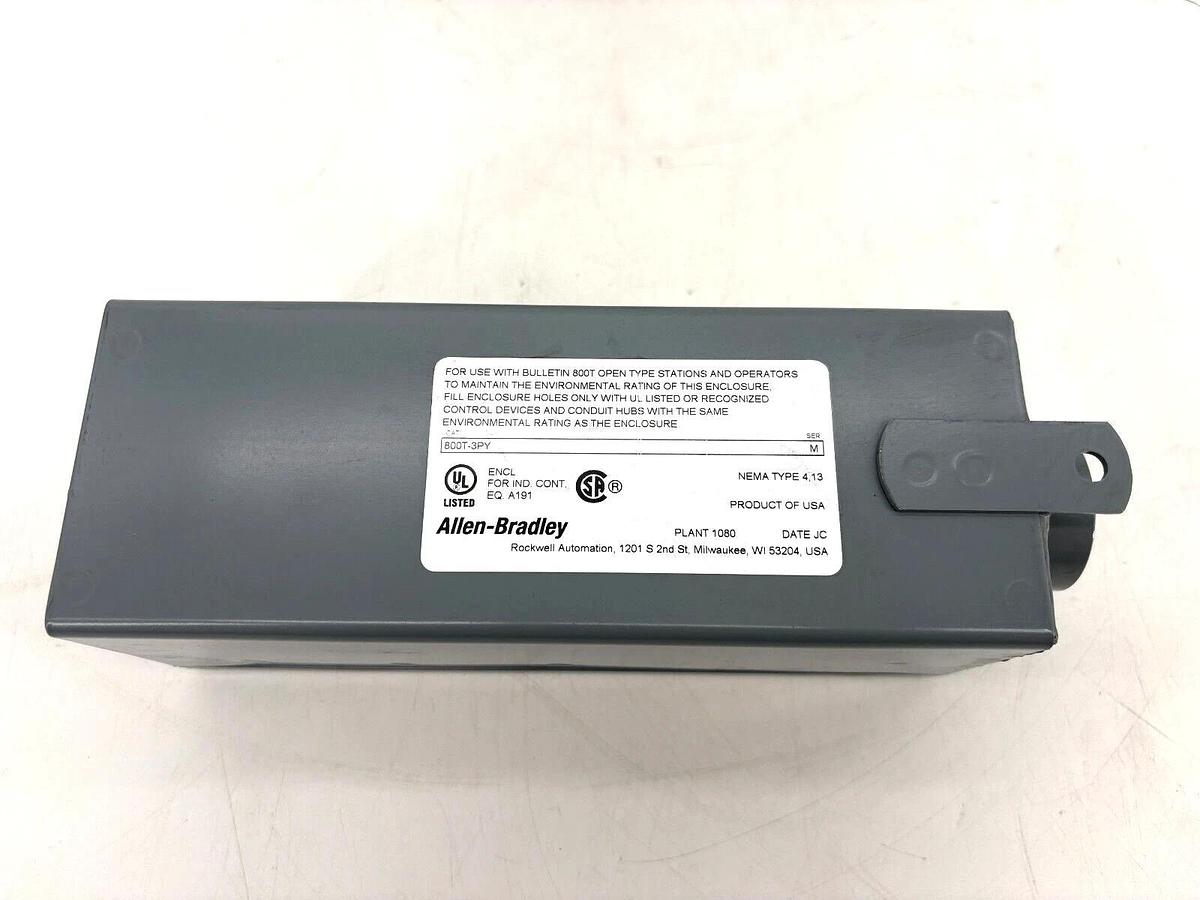 New Allen Bradley 800T-3PY Ser. M Push Button Enclosure Pendent Type 3-Hole