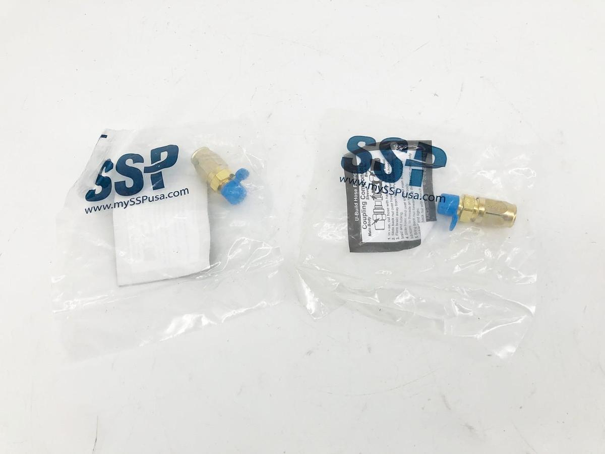 Lot of 2 New SSP AH90020-2-4-B Hose Fittings 1/8-27 MNPT x 1/4 SAE 100R14