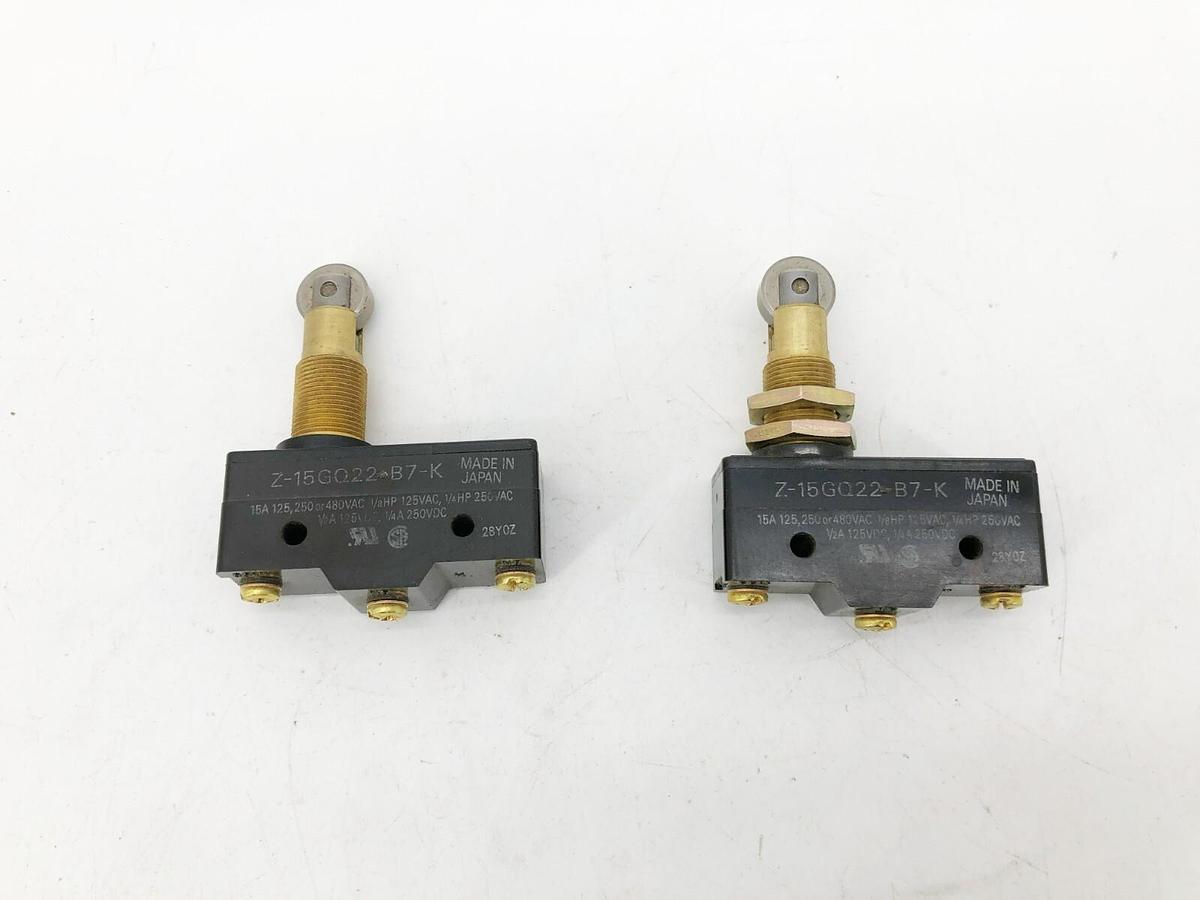Lot of 2 New Omron Z-15GQ22-B7-K Snap Action Switches 15A 480VAC 250VDC