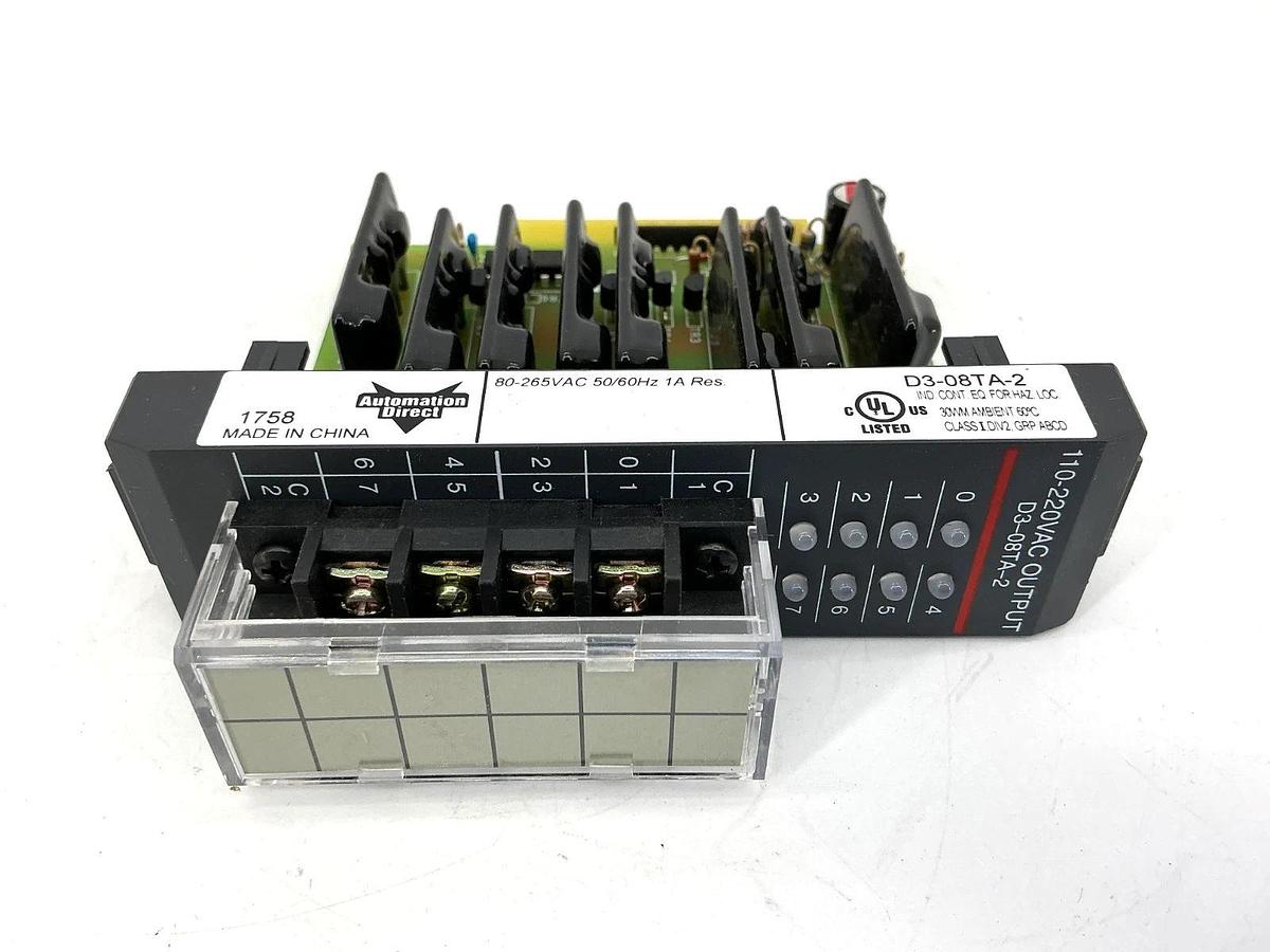 New Automation Direct D3-08TA-2 Output Module 110-220VAC 1A 80-265VAC D308TA2