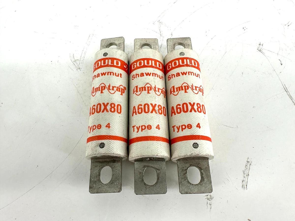 Lot of 3 New Gould Shawmut A60X80 Amtrap Type 4 80A 600V