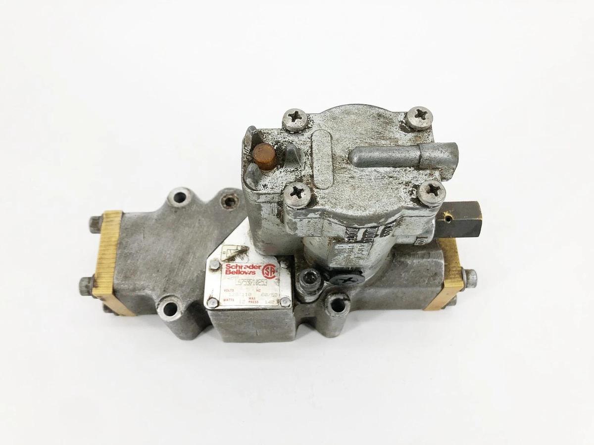 Used Schrader Bellows L6753910253 Solenoid Valve w/ Pilot Model K1759035 120V 140psig